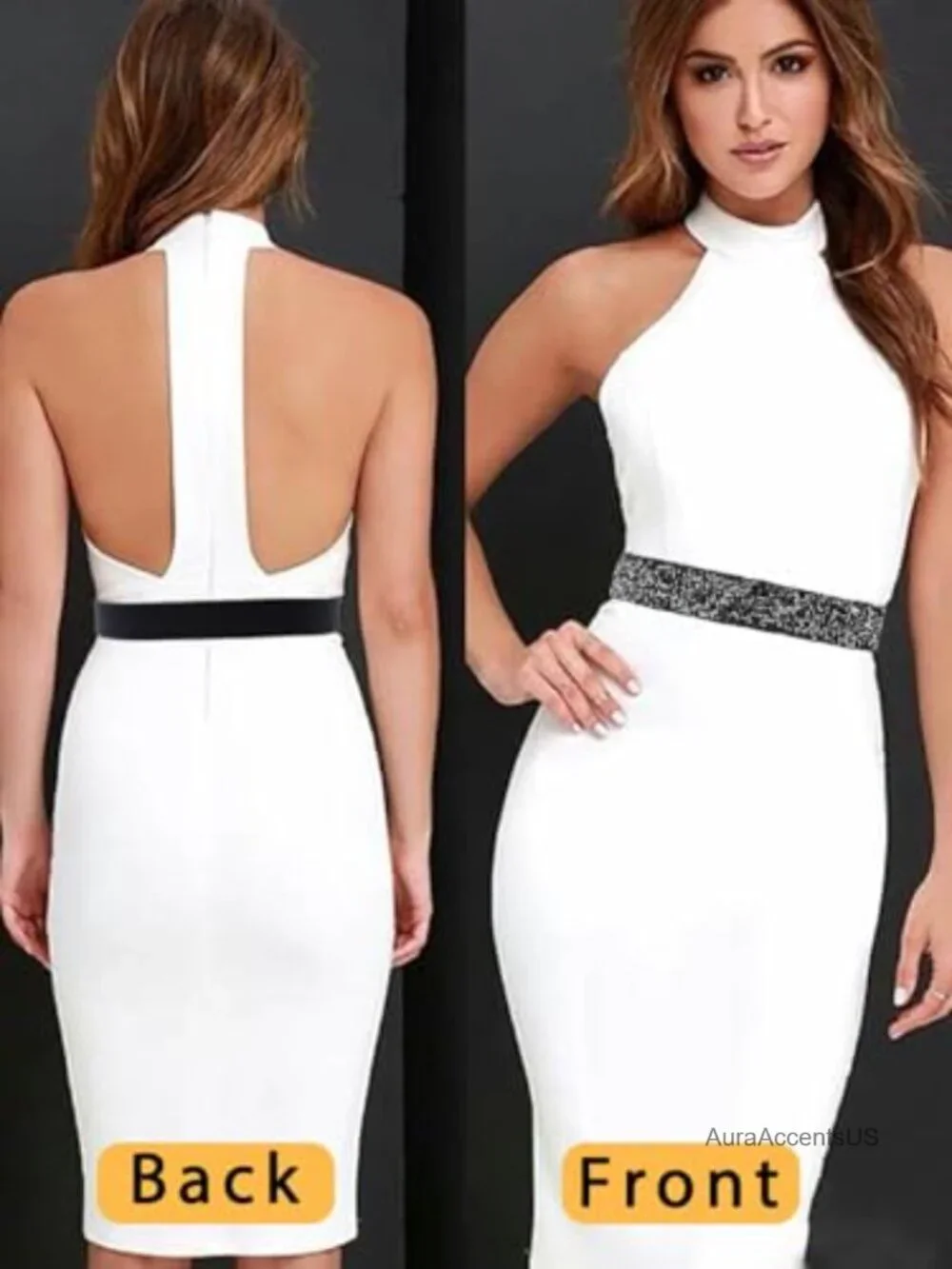 Rhinestone Dress Belt Elastic Waist Wedding Sash Faux Leather